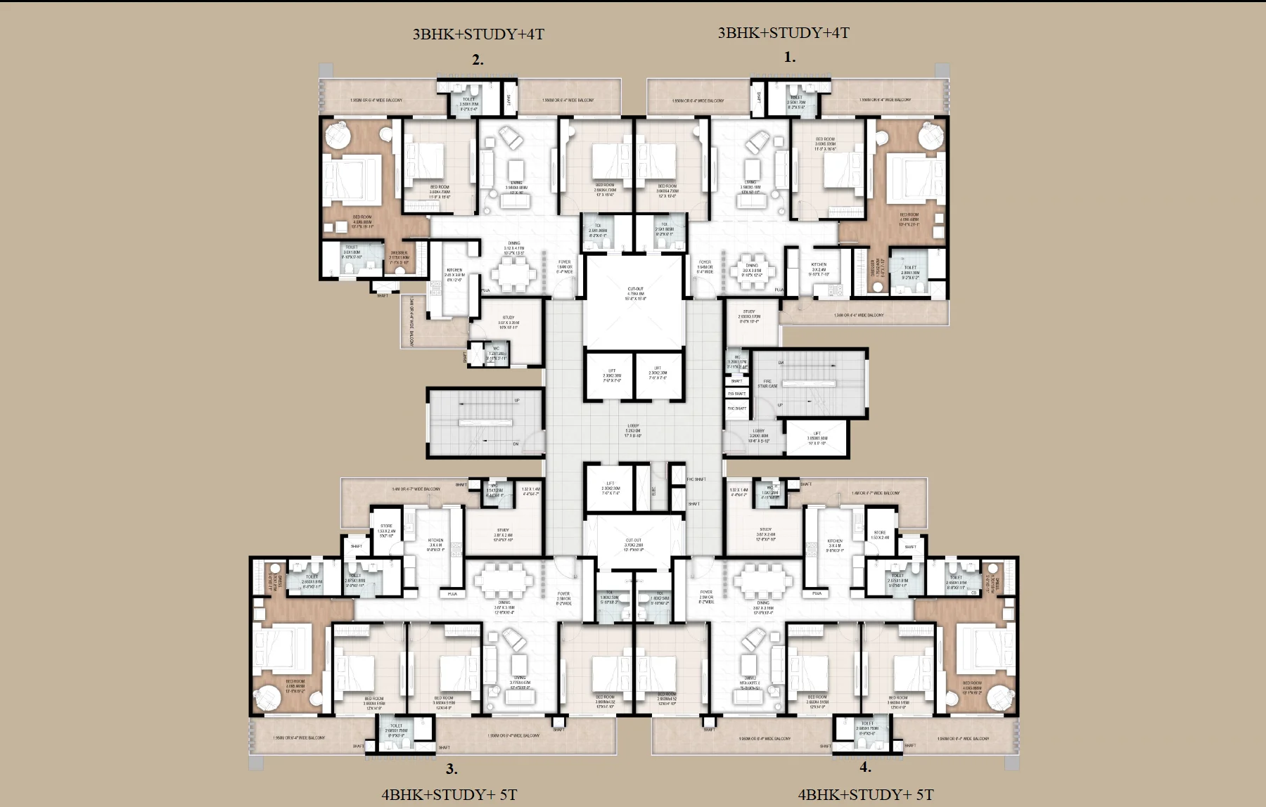 Forbes Fab Luxe 3 BHK floor plan comparison
